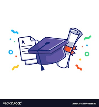 graduation hat and bachelor certificates cartoon