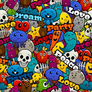 Graffiti characters seamless pattern
