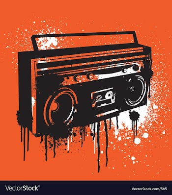 Graffiti stencil boombox vector image