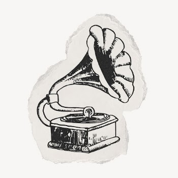 Gramophone ephemera drawing, torn paper, | Free Photo Illustration - rawpixel