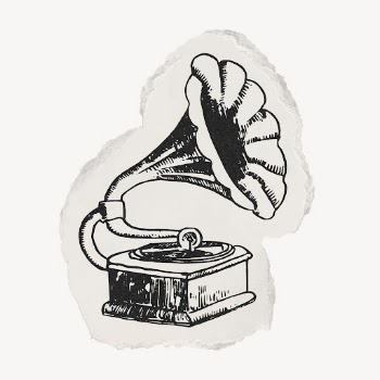 Gramophone ephemera, ripped paper clipart, | Free Vector Illustration - rawpixel