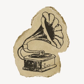 Gramophone ephemera, ripped paper clipart, | Free Vector Illustration - rawpixel