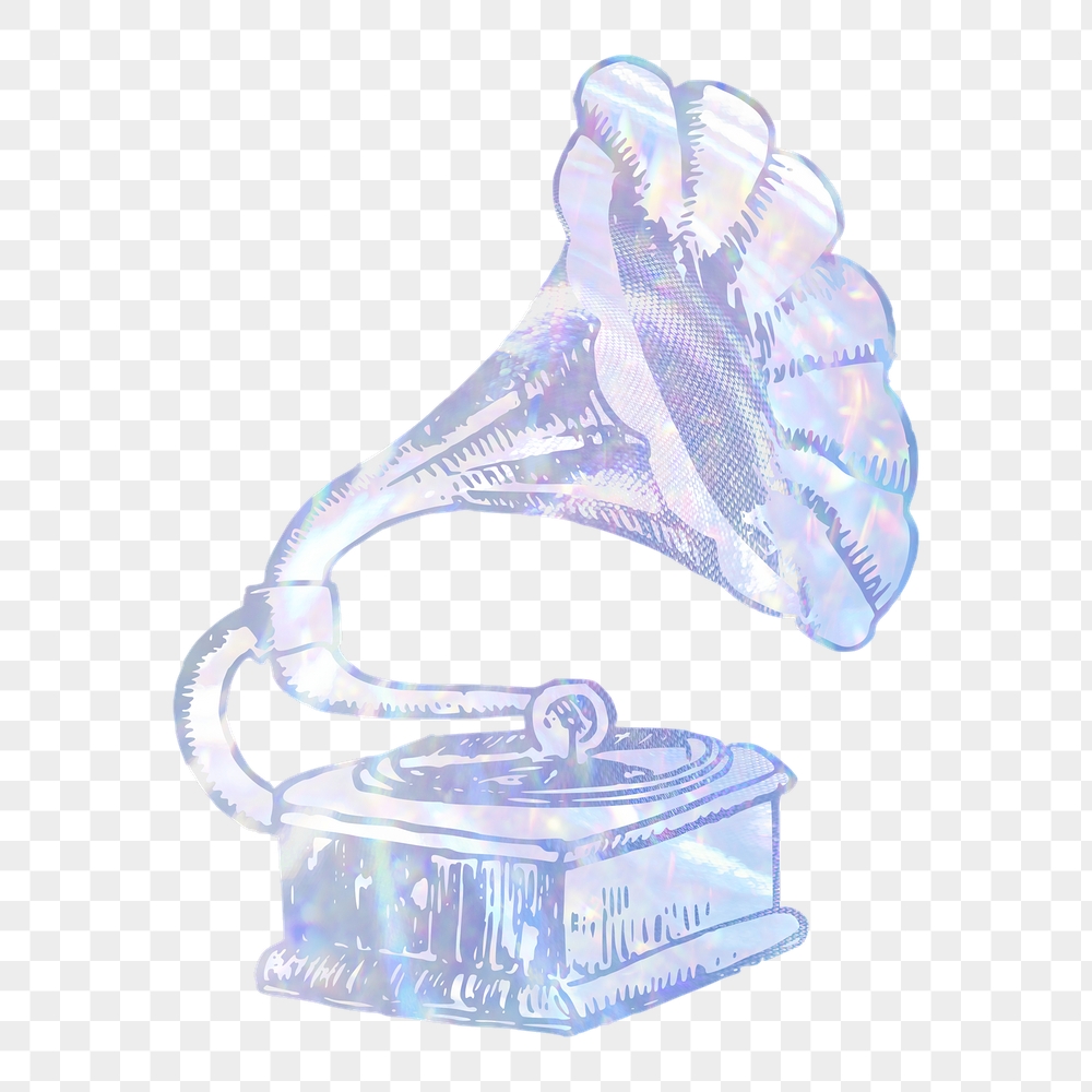 Gramophone png sticker, aesthetic holographic | Free PNG Illustration - rawpixel