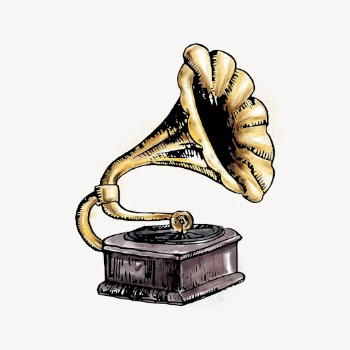 Gramophone watercolor sticker, record player | Free Vector Illustration - rawpixel
