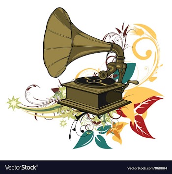 Gramophone with floral vector image