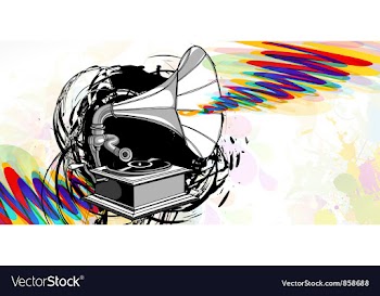 Gramophone with grunge vector image