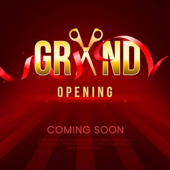 Grand opening and golden scissors Free Vector