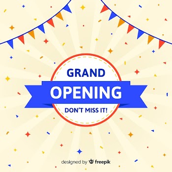 Grand opening background flat design Free Vector