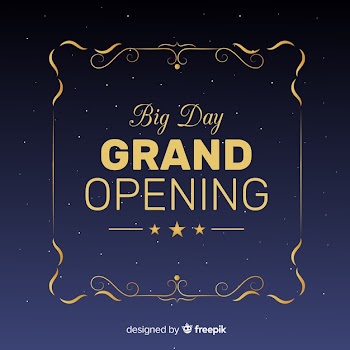 Grand opening background flat design Free Vector
