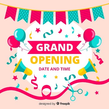 Grand opening background in flat style Free Vector