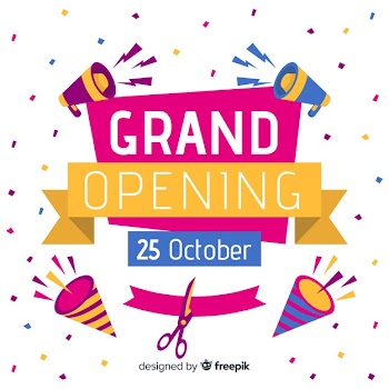 Grand opening background in flat style Free Vector