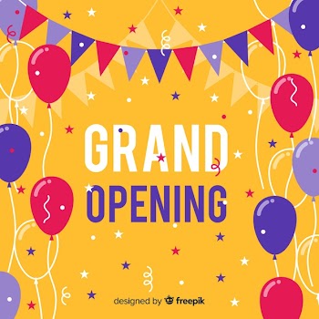Grand opening background in flat style Free Vector
