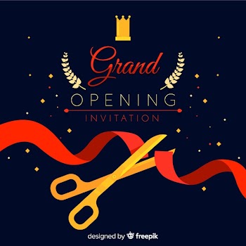 Grand opening background in flat style Free Vector