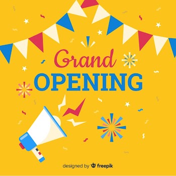 Grand opening background in flat style Free Vector