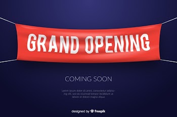 Grand opening banner in realistic style Free Vector