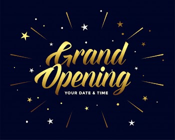 Grand opening ceremony flyer in golden style Free Vector