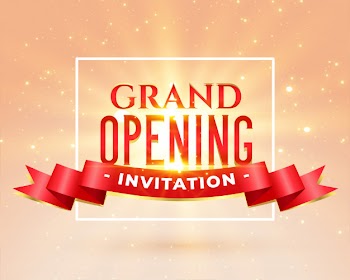 Grand opening party invitation card Free Vector