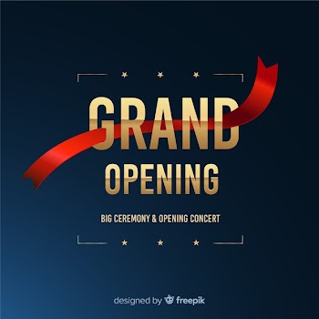 Grand opening soon, announcement design Free Vector