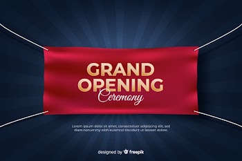 Grand opening soon, announcement design Free Vector