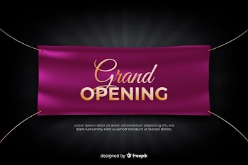 Grand opening soon, announcement design Free Vector