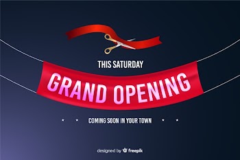 Grand opening soon, announcement design Free Vector
