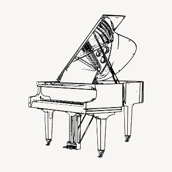 Grand piano clipart, vintage hand | Free Vector - rawpixel