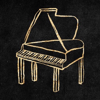 Grand piano sticker, gold aesthetic | Free PSD Illustration - rawpixel