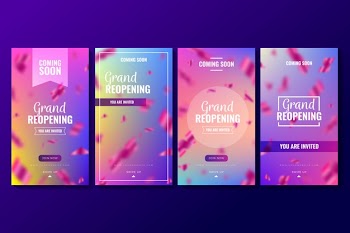 Grand re-opening instagram stories Free Vector