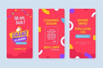 Grand re-opening instagram stories template Free Vector