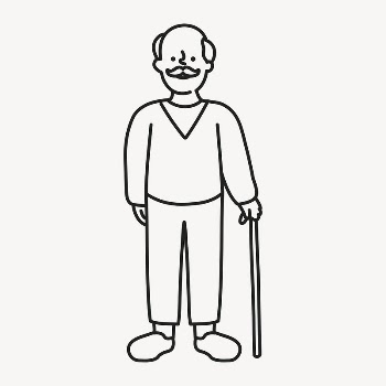 Grandfather doodle clipart, senior man | Free Vector Illustration - rawpixel