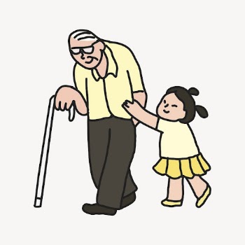 Grandfather & granddaughter clipart, family | Free PSD - rawpixel