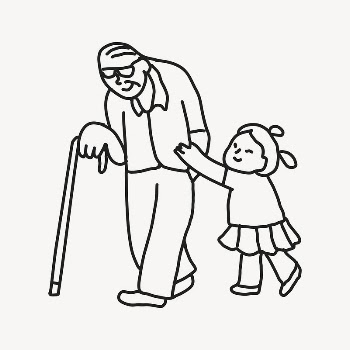 Grandfather & granddaughter doodle clipart, | Free Vector Illustration - rawpixel