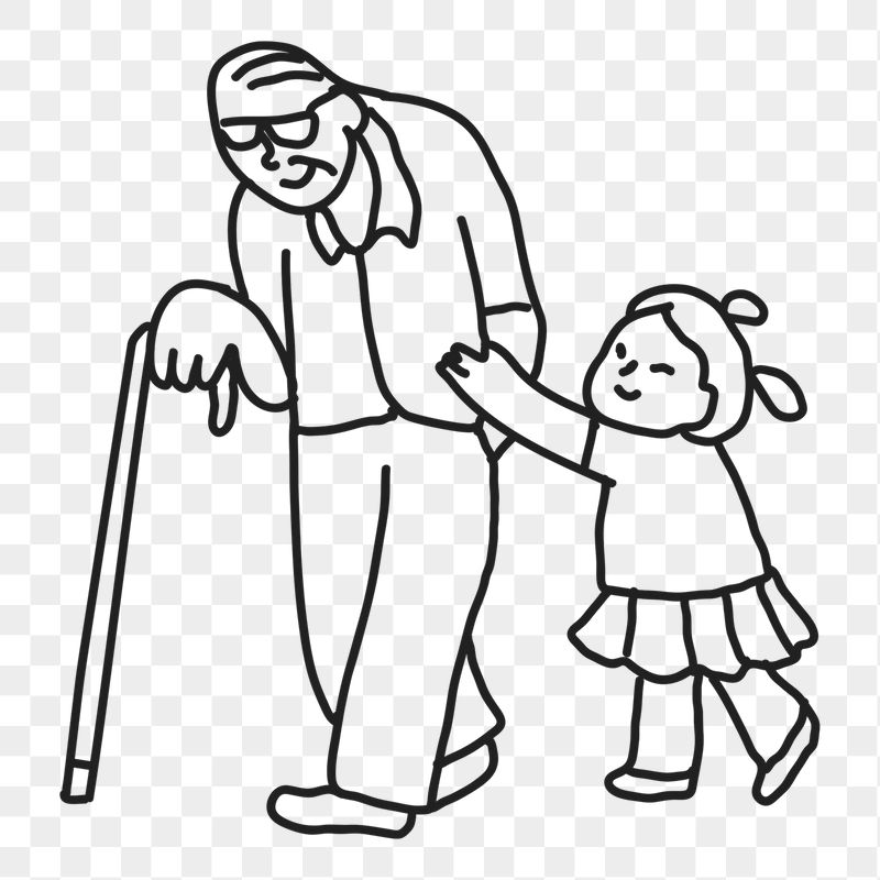 Grandfather & granddaughter png sticker, | Free PNG Illustration - rawpixel