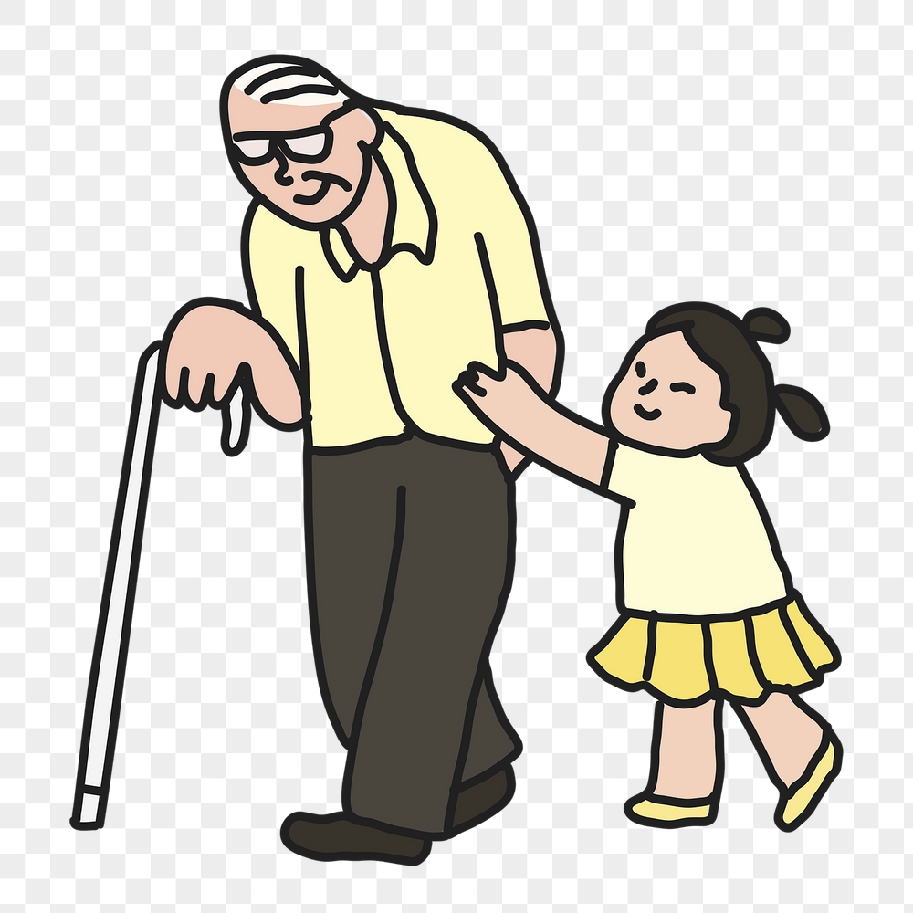 Grandfather & granddaughter png sticker, | Free PNG Illustration - rawpixel