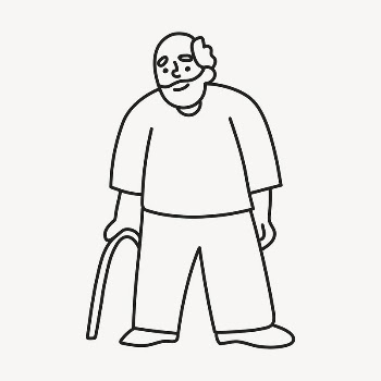 Grandfather hand drawn clipart, senior | Free PSD Illustration - rawpixel