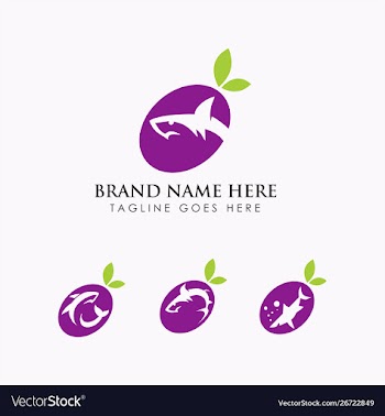 Grape shark wine logo vector image