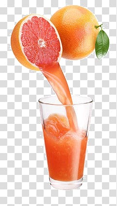 Grapefruit juice poured into glass transparent background PNG clipart