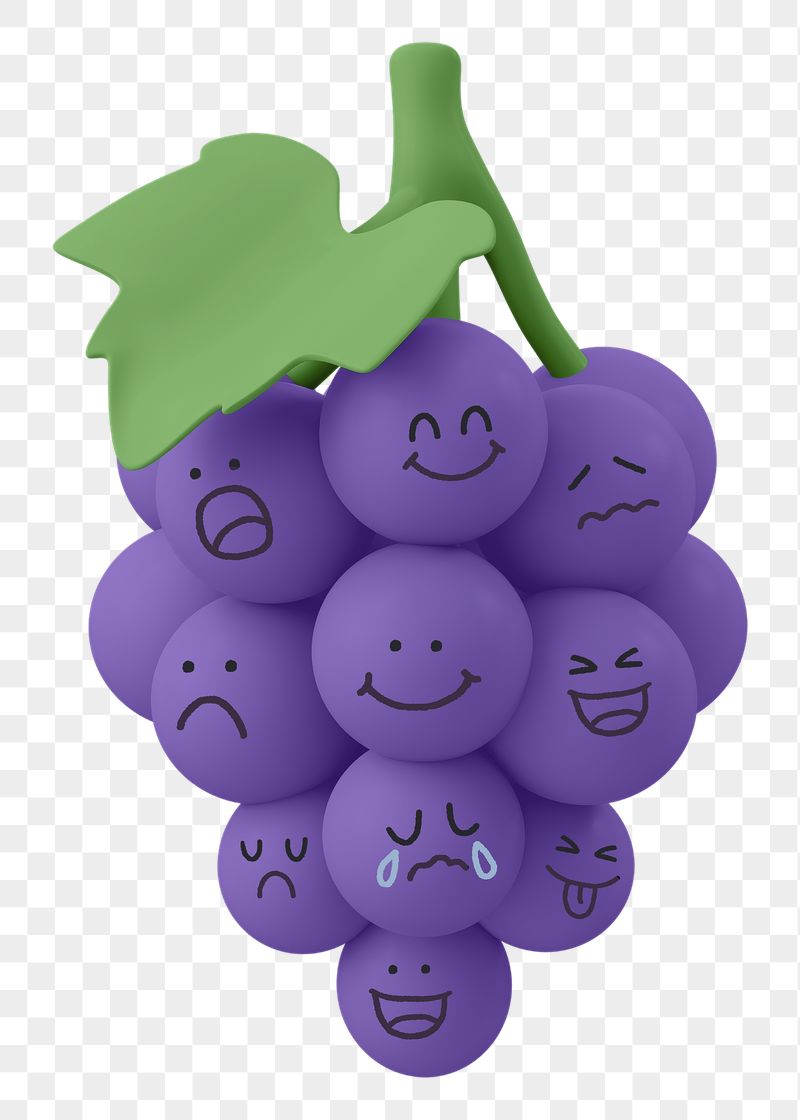 Grapes emoticon png fruit sticker, | Free PNG - rawpixel