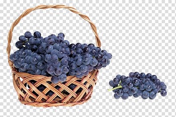 Grapes in basket, Wine Grape Fruit , A basket of grapes transparent background PNG clipart
