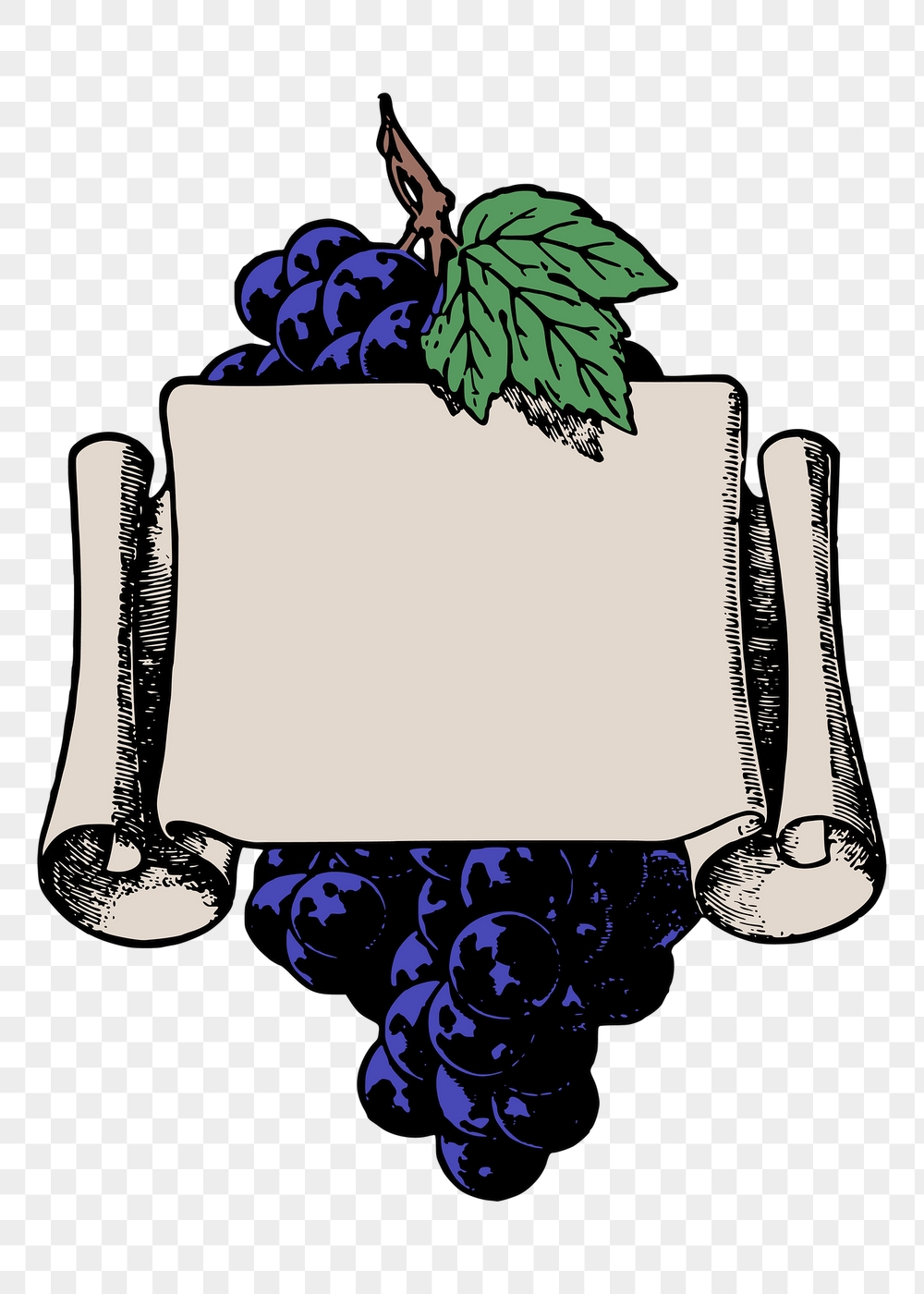 Grapes png frame, vintage paper | Free PNG - rawpixel