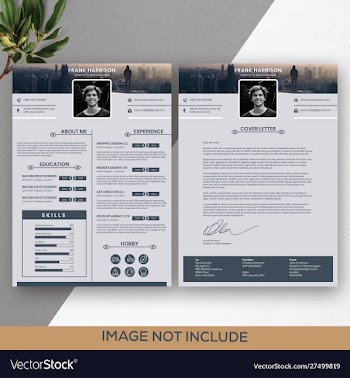 Graphic and web designer two page resume template vector image