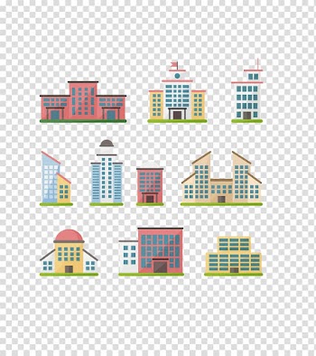 Graphic design, colored high rise building highlights transparent background PNG clipart