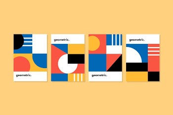 Graphic design cover collection in bauhaus style Free Vector