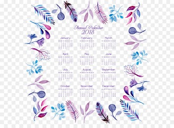 Graphic design Feather Purple Pattern - Watercolor hand painted feather flower calendar 