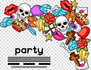 Graphic design , Skull flowers and letters transparent background PNG clipart