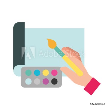 graphic designer hands with brush color painting