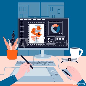 Graphic designer working on the computer