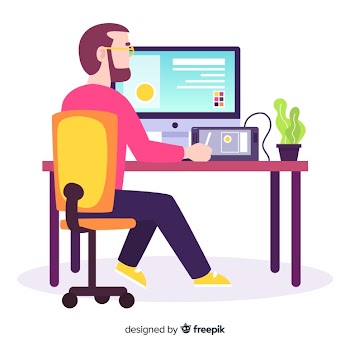 Graphic designer workplace Free Vector