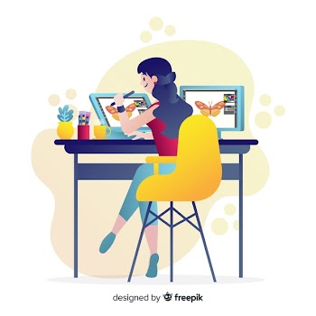 Graphic designer workplace Free Vector