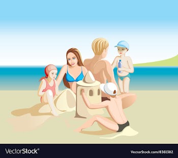 Graphic of a Family on the Beach vector image